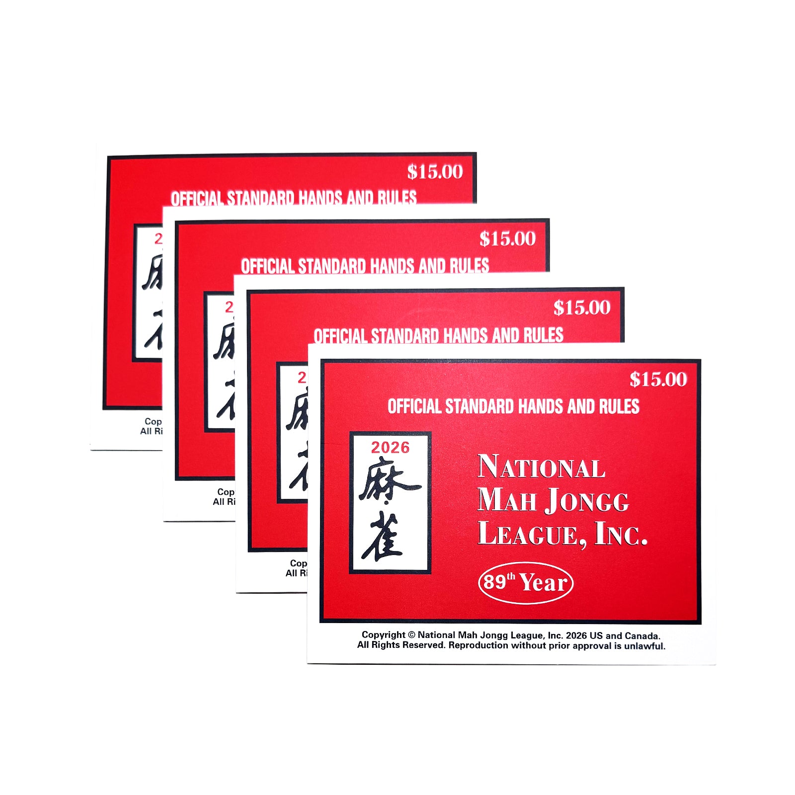 2026 Mahjong Cards 4 Pack National Mah Jongg League Cards Large Print